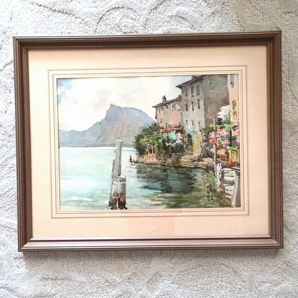 A. Marc Other - Lithograph Print Switzerland Landscape Nicolas Markovitch A. Marc Watercolor